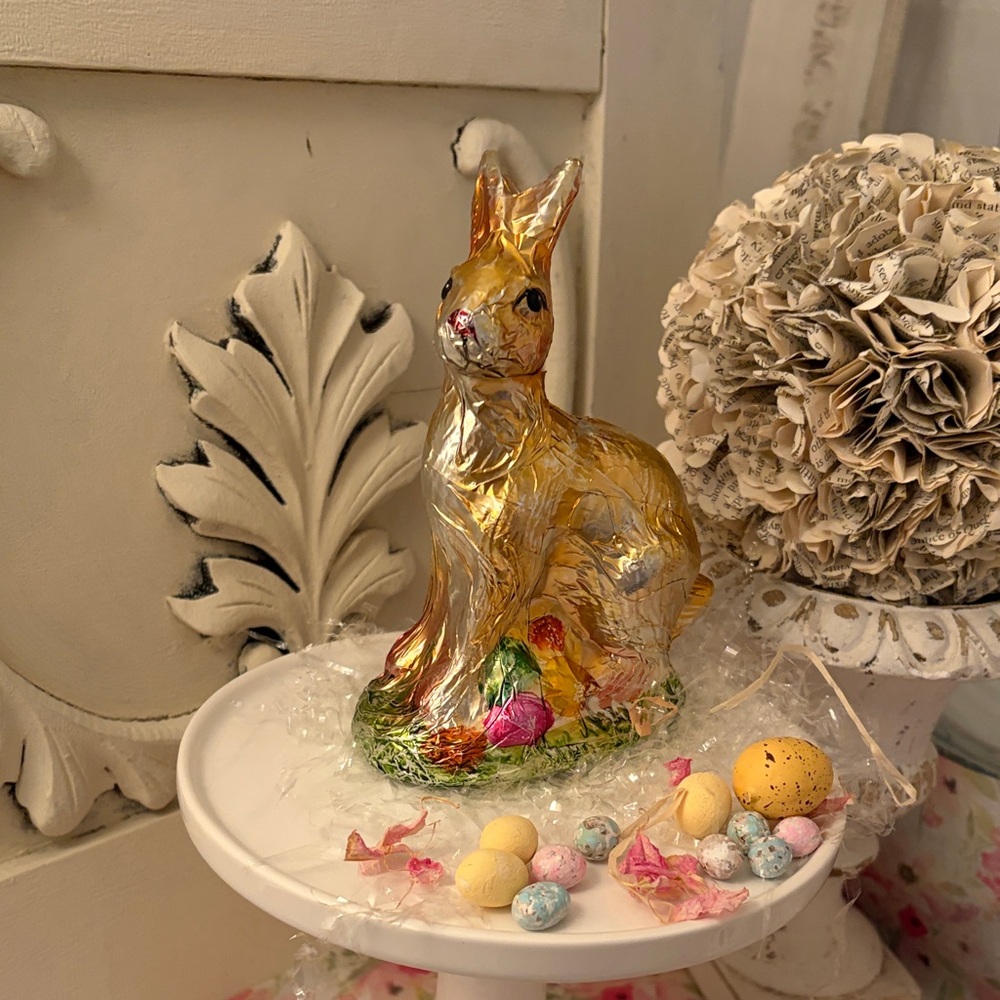 Golden Foil Wrapped Chocolate Faux Easter Bunny